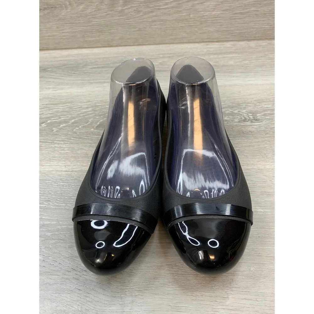 Crocs Gianna Link Women's Black Patent Cap Toe Ballet Flats 8 Comfort Shoes